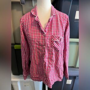 Victoria’s Secret Pink Plaid Pj Button Down Top